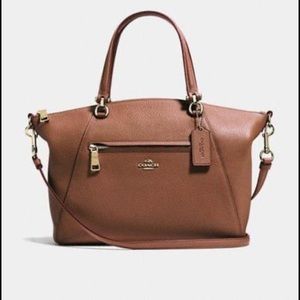 COACH Pebble Leather Prairie Satchel Crossbody Bag in Light Saddle